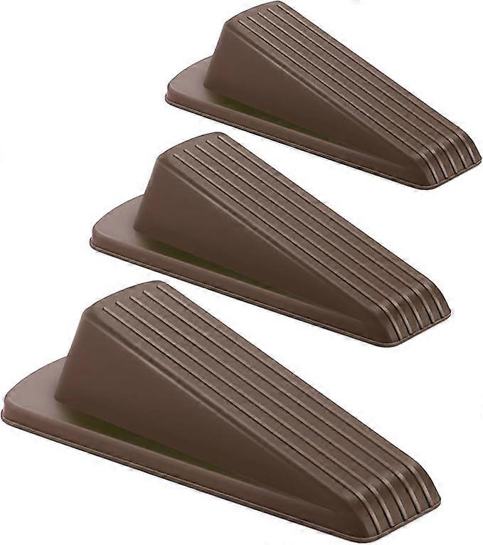 Door Stoppers for Bottom of Door on Floor, Rubber Wedge (3 Pack)