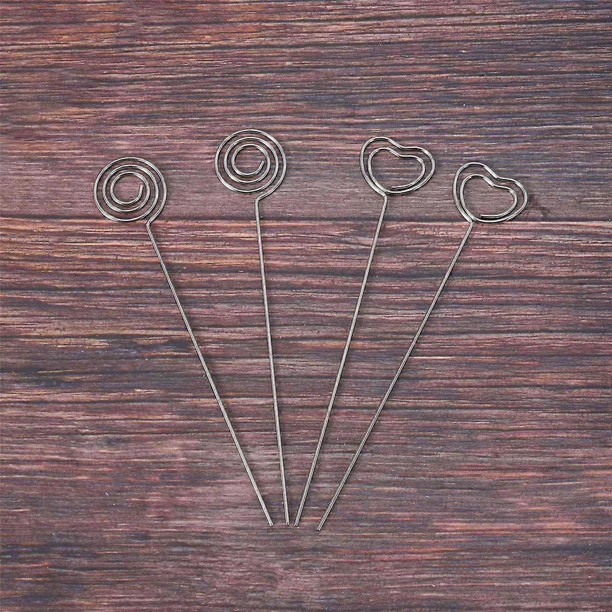 240 Pieces Metal Wires Memo Clip Note Card Holders Table Number Clip Photo Stand Round and Heart Sh
