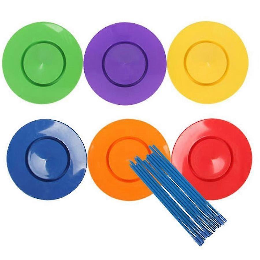 6 Sets Plastic Spinning Plate Juggling Props Kids Children Practicing Balance Skills Toy Home Outdo