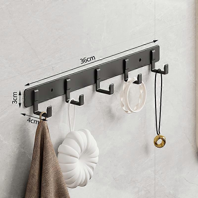 Utrymme Aluminium Black Hook Badrum Handduk Krok Vardagsrumsdörr Tillbaka Kläder Krok Enkel svart förvaringskrok för att spara utrymme