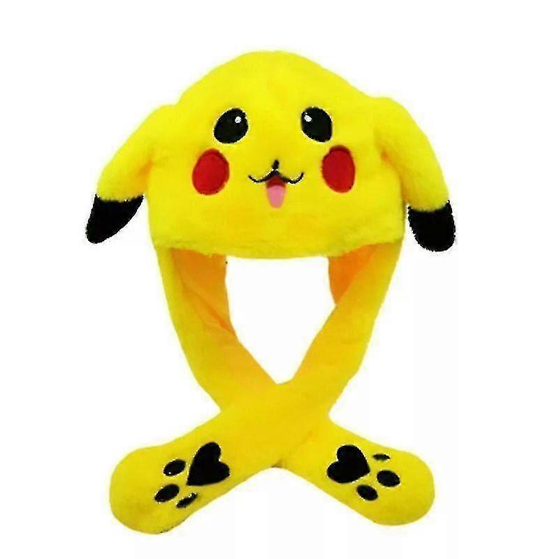 Pikachu قبعة أرنب أذن متحركة قبعة القفز مضحك أرنب أفخم قبعة قبعة