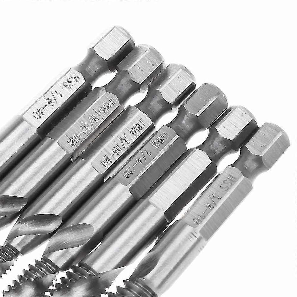 6pcs Hex Shank Combination Drill Bits Tap Countersink Set