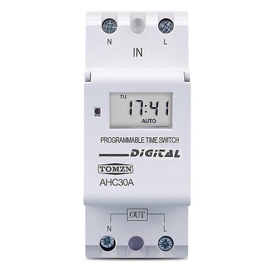 Tomzn Din Rail 2 Wire Weekly 7 Days Programmable Digital Time Switch Relay Timer Control Time Relay