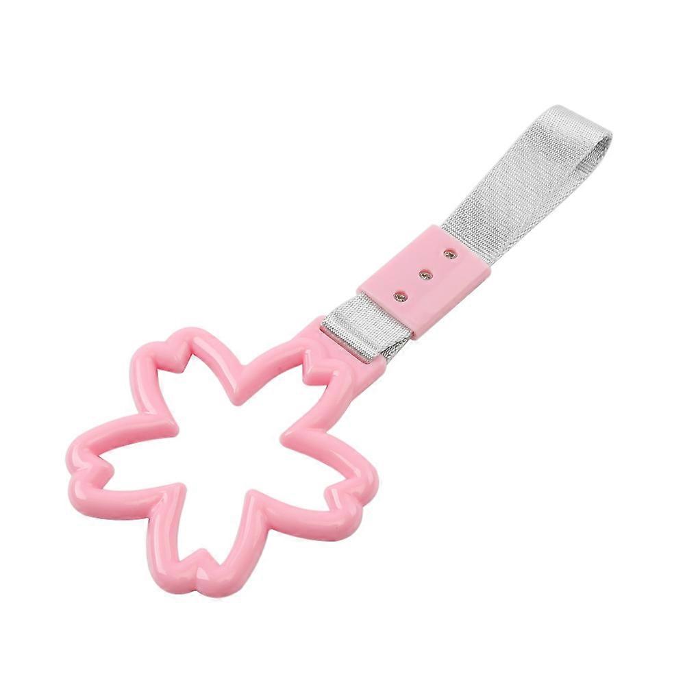 2pcs Rear Bumper Durable Car Warning Ring Handle Strap Flower Shape pink