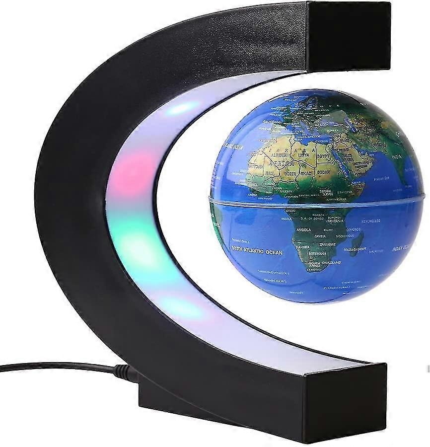 Magnetic Levitating Globe Floating World Map C Shape Stand With 4 Colored Led Night Lights-geography Teaching Demo,kids Education Gift,office Study De