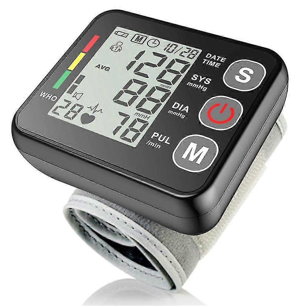 Digital Wrist Blood Pressure Monitor With Large Lcd Display-black