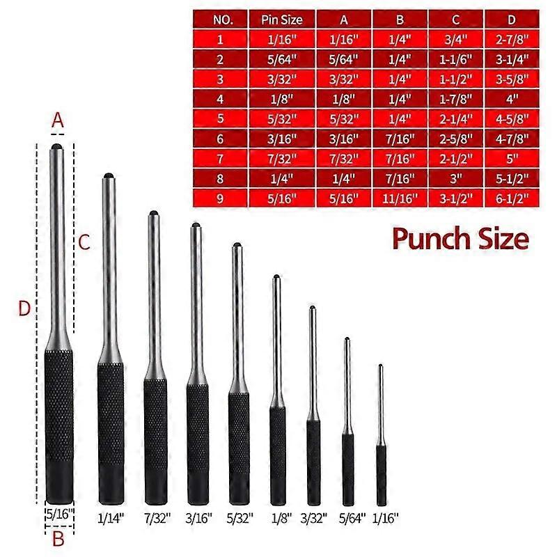 Roll Pin Punch Set With Storage Pouch Smithing Punch Removing Repair Tools With Bench Block Pin Punches And Hammer
