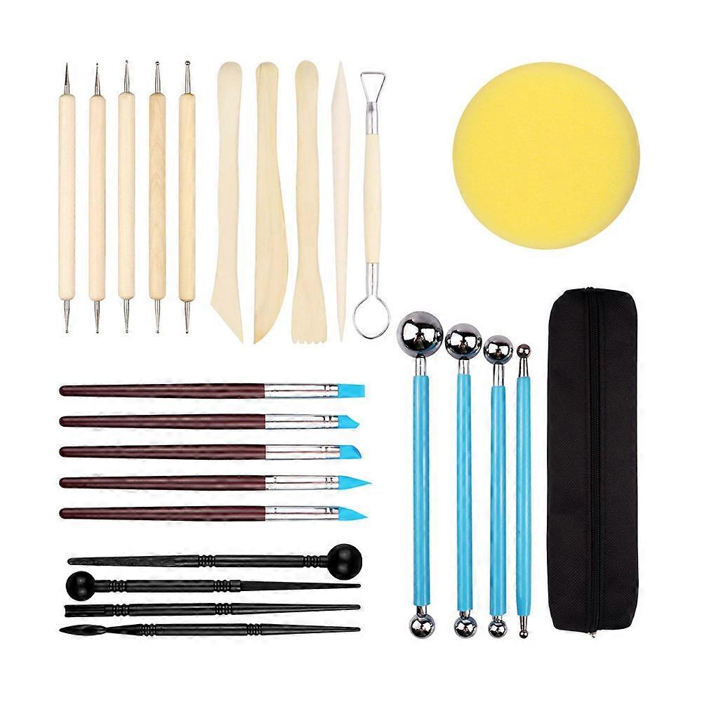 25pcs Polymer Clay Tools For Adults Pottery Sculpting Tools Clay Sculpting Tools Wooden Pottery Carving Tool Set