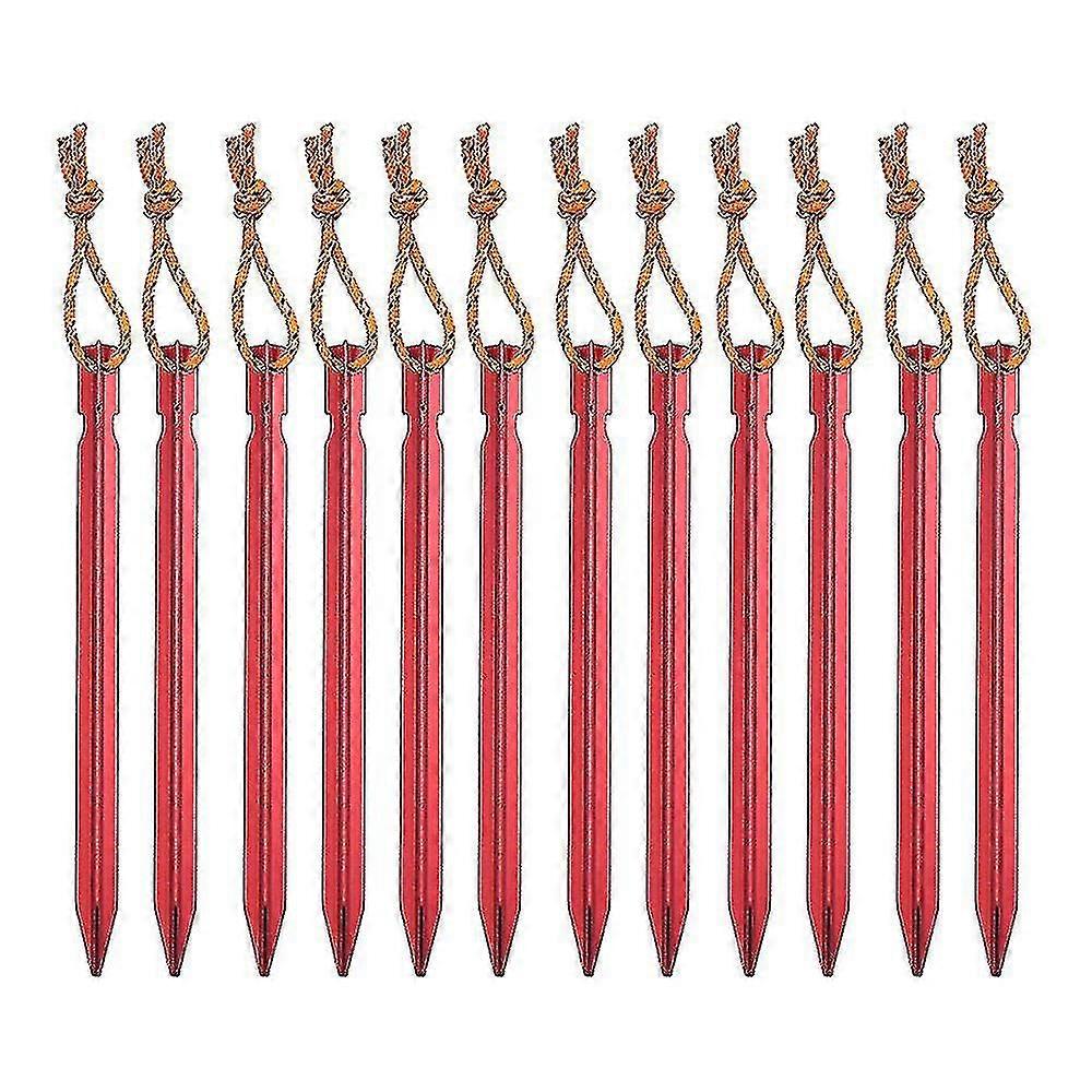 12 Pack Tent Stakes-outdoor Tent Sky Curtain Ground Nail Aluminum Alloy Camping Camping Three-edged Bold Tent Nail With Rope 18cm