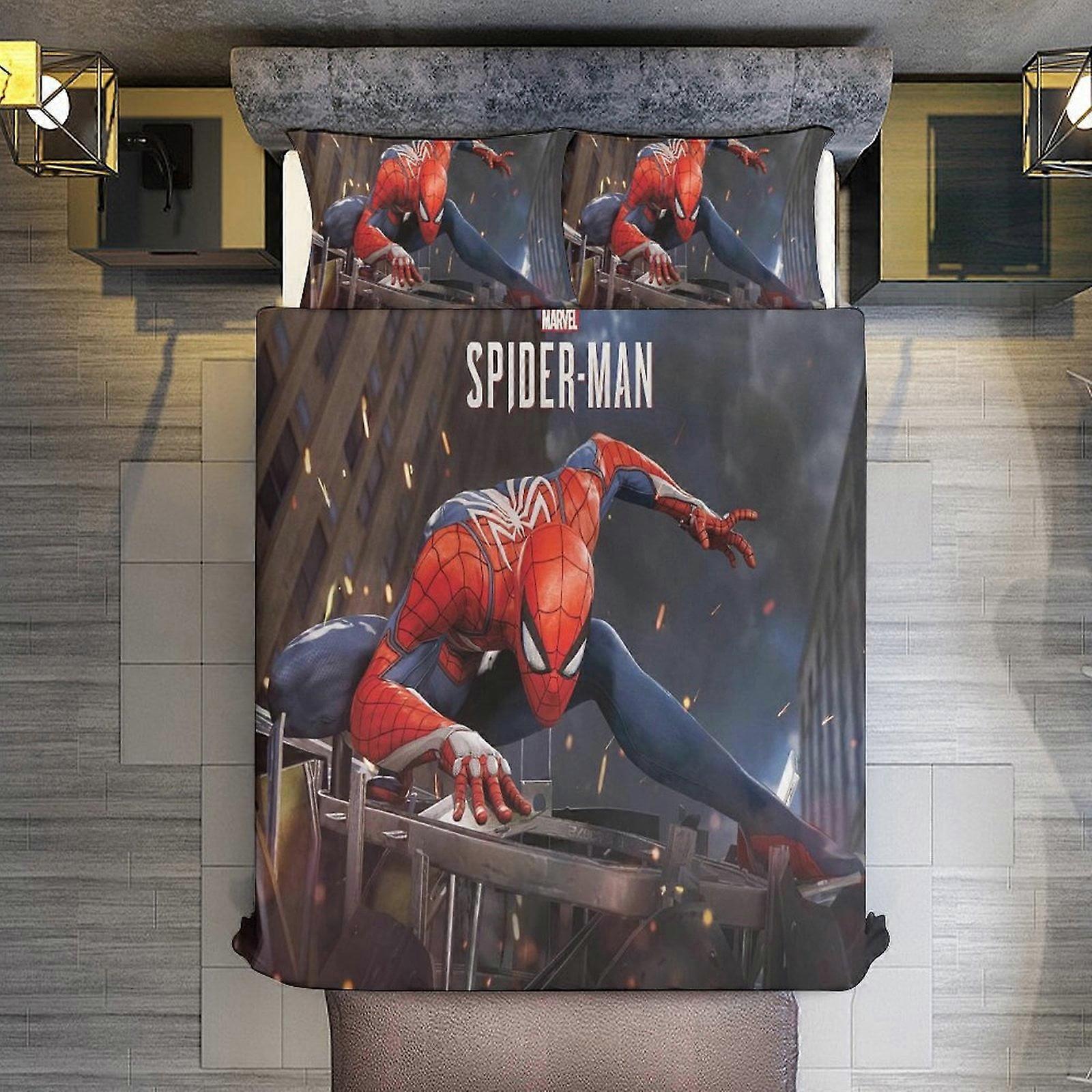 v694  Bed Sheets Bedding Spider-Man - Action 3 Piece Sets Full/Queen Size - Reversible Microfiber Quilts with 2 Shams Soft Lightweight Bedspread Cover