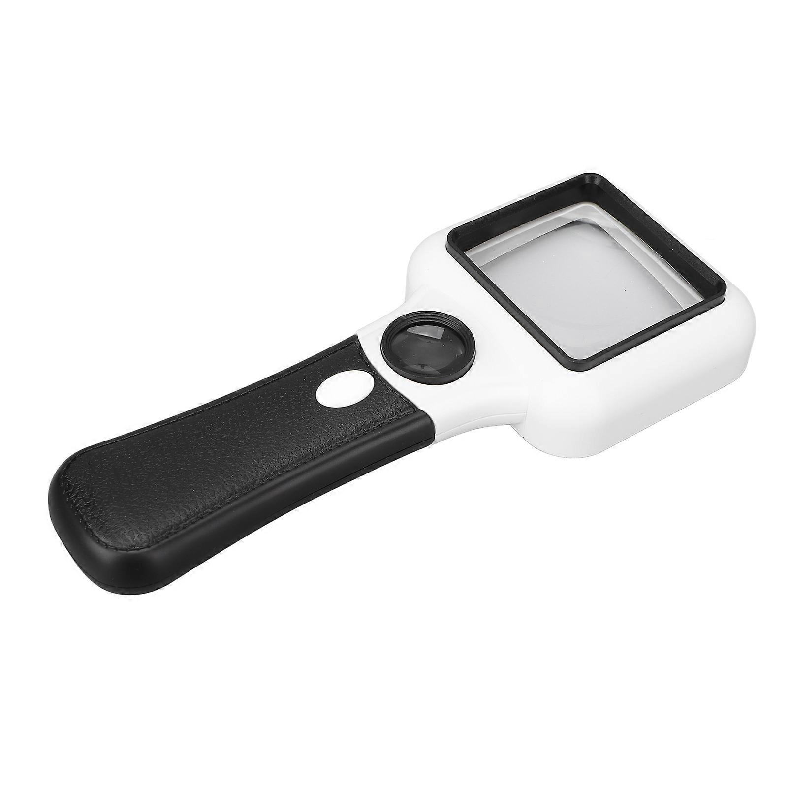 5X 45X Handheld Magnifying Glass Reading Checking Money Identifying Jewellery Relics Magnifier with 3LED 1UV Lights for Seniors