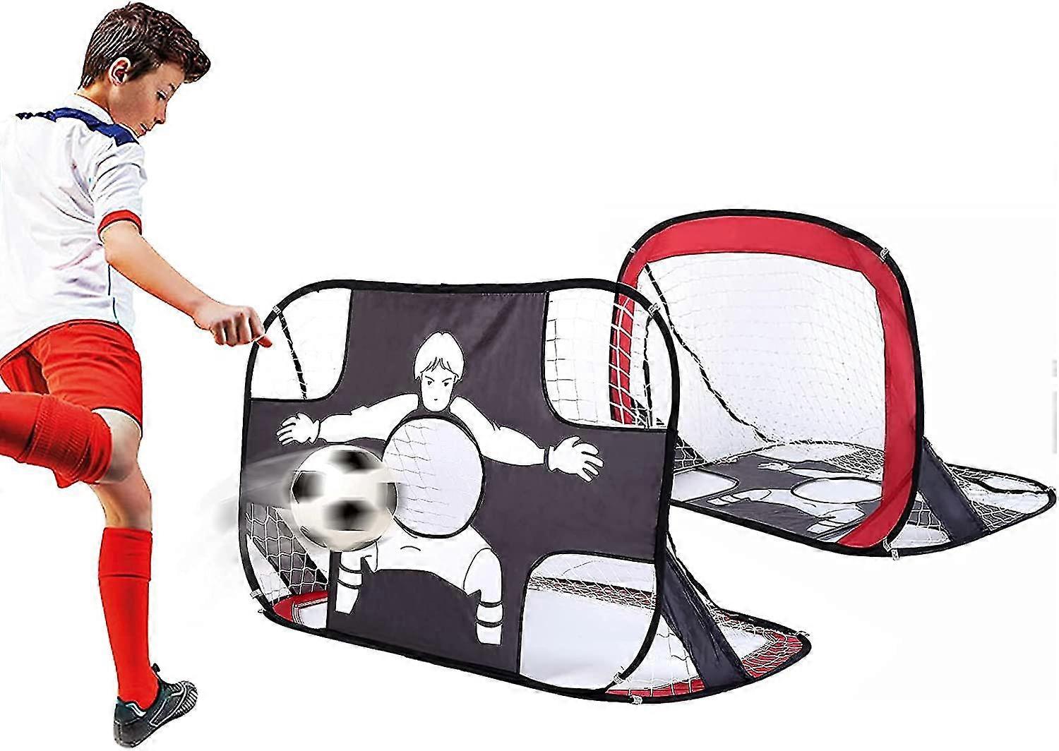 Buts de football pour enfants de jardin, but de football pliable et portable 2 en 1 but de football pop-up avec mur de but et filet, avec sac de transport 80x80