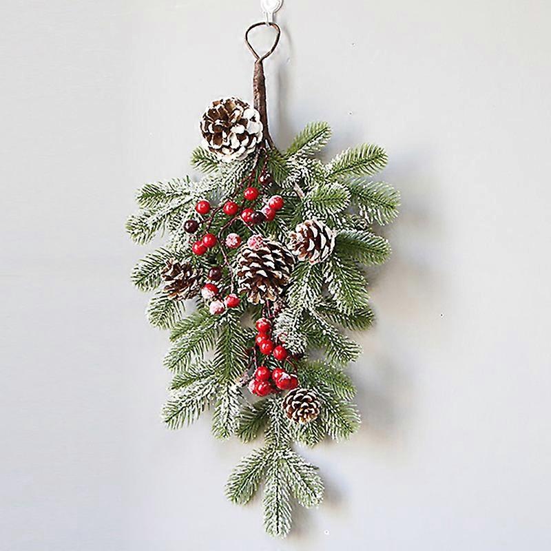 MIMIGO 55cm Christmas Pine Cone Cane Upside Down Tree Wall Door Restaurant Christmas Tree Decoration