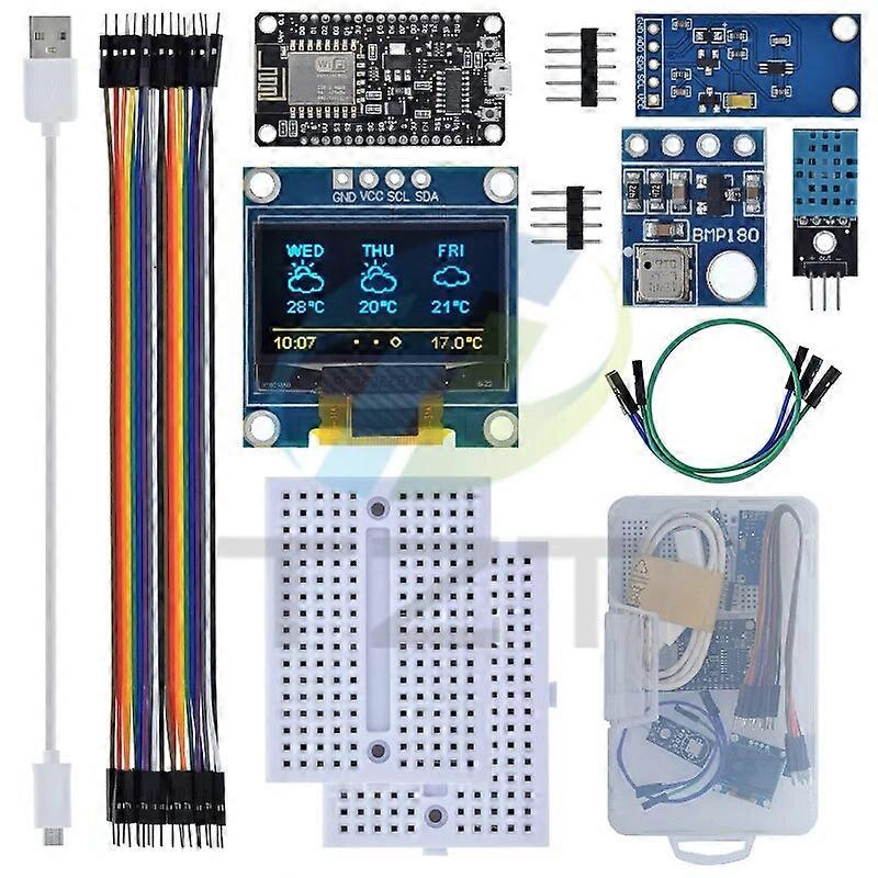 ESP8266 Værstasjonssett Temperatur Fuktighet OLED-skjermmodul Brødbrett for Aarduino