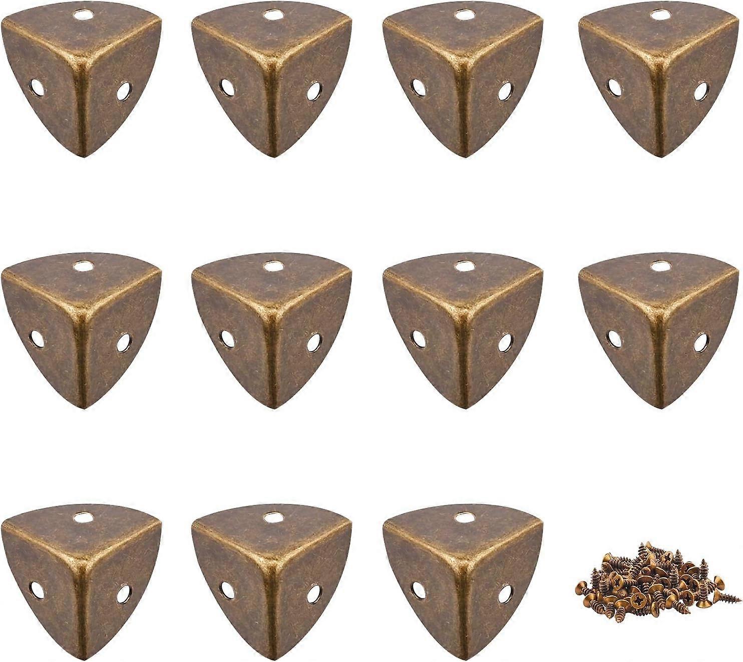 20Sets Box Corner Protectors Triangle Iron Box Table Cabinet Protector with Screw Antique Bronze Hardware Corner Decor for Box Desk Furniture Corner P