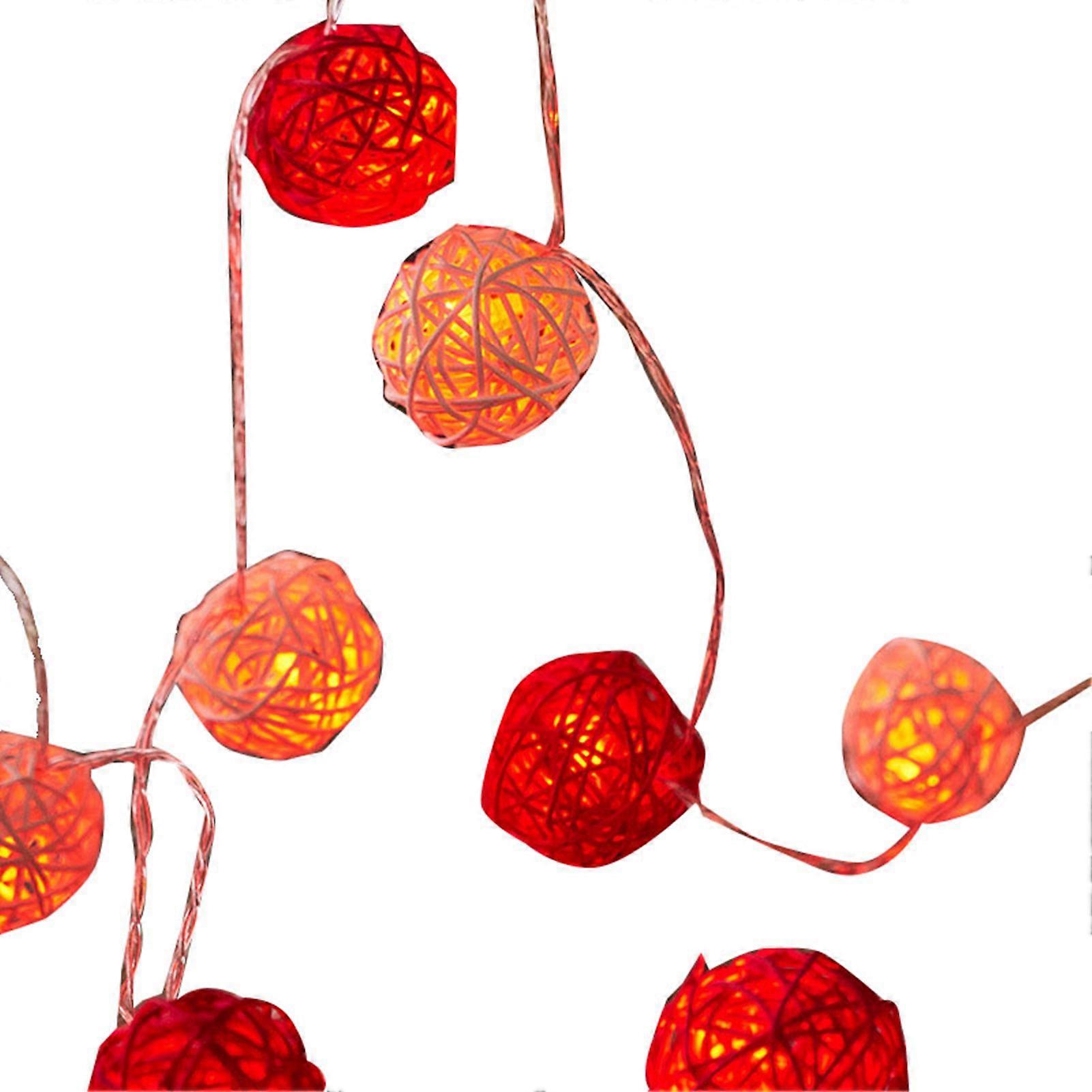 Rattan Ball String Light Decorative Romantic Rattan Ball String for Christmas Party Home Decor 1.5m/4.9ft