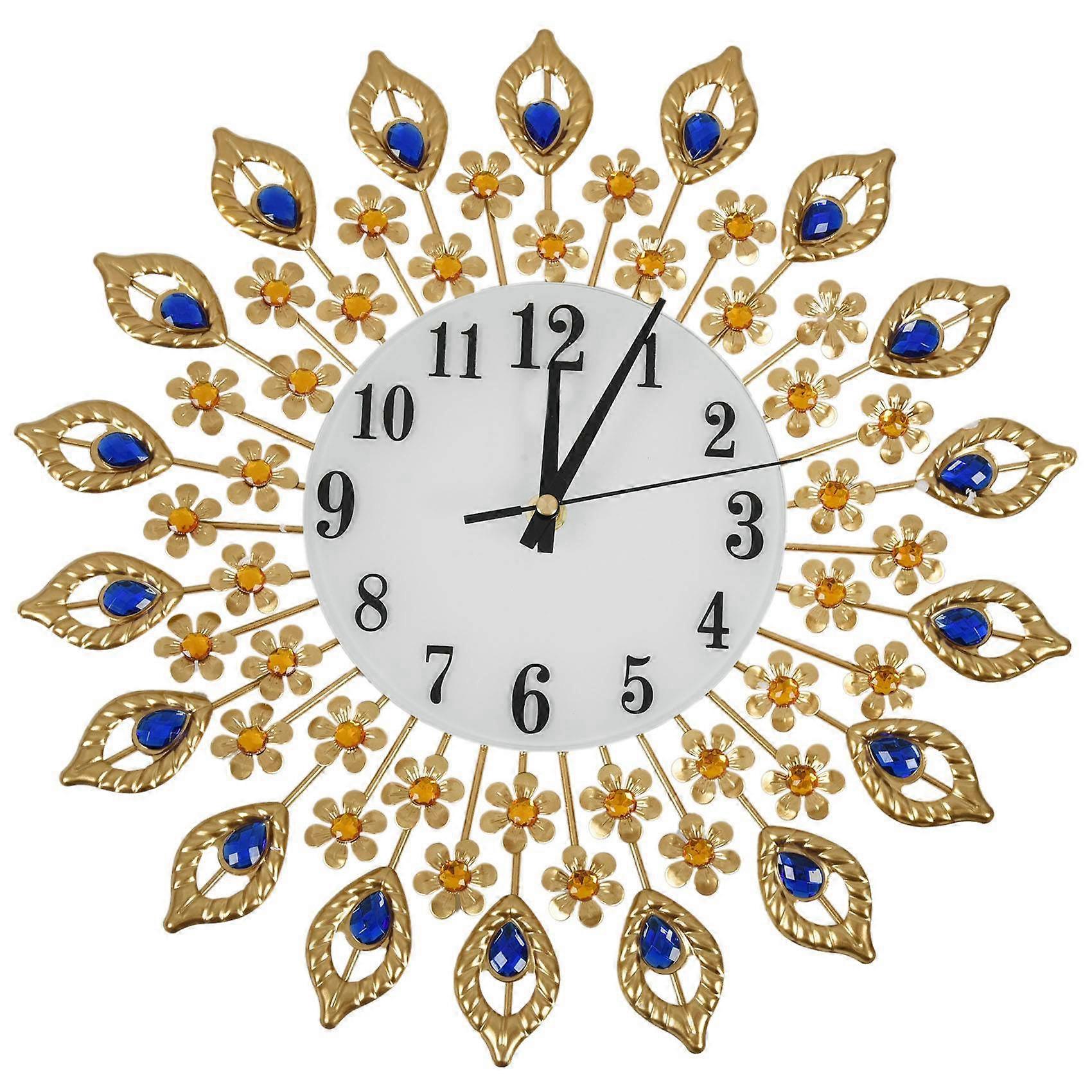 Luxury Artificial Crystal Diamond Wall Clock Metal Living Room Wall Clock Home Art Decoration (#1 G