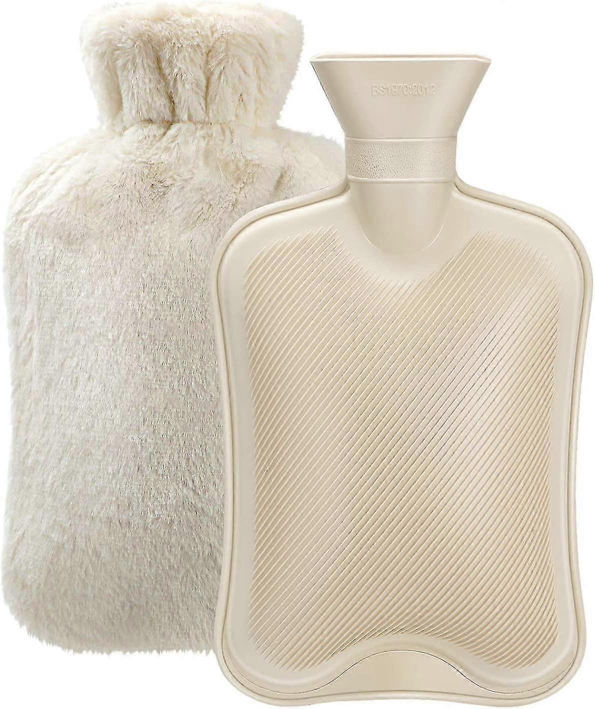 زجاجة ماء ساخن مطاطية مع غطاء ناعم كيس ماء ساخن سعة 2 لتر للتشنجات ، تخفيف الآلام ، حزمة باردة ساخنة قابلة للإزالة بالماء الساخن