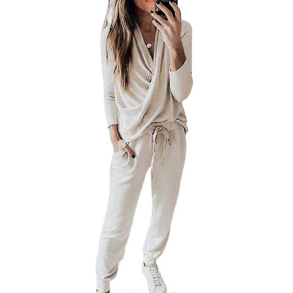 Damen Hausanzug Trainingsanzug Anzug Set Fein Gerippt Rüsche Schößchen