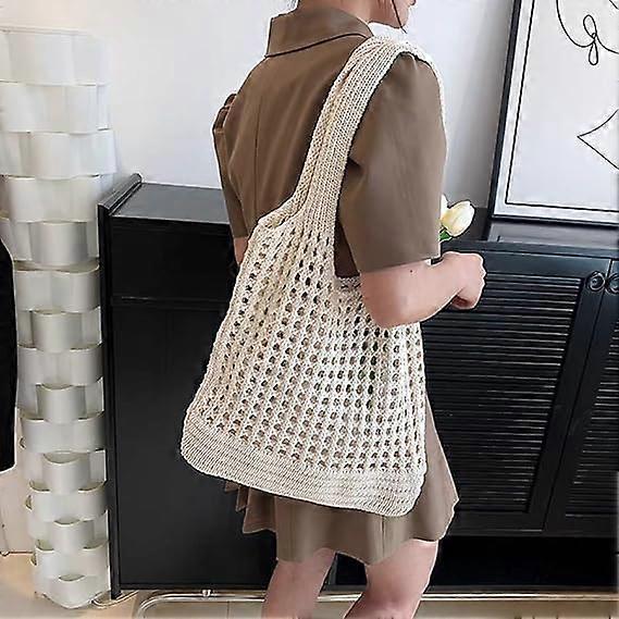 Hæklet mulepose æstetiske mesh strandtasker til kvinder