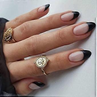 Fong Black Press on Nails French Press On Nails Medium -24 (Style 1)