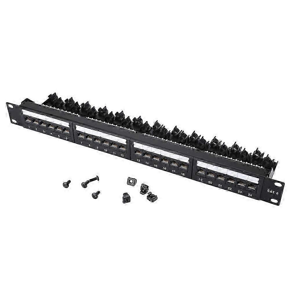 Gold Plated 24 Port Mountable Data Patch Panel High Speed CAT6 CAT-6 Network Cable Rack