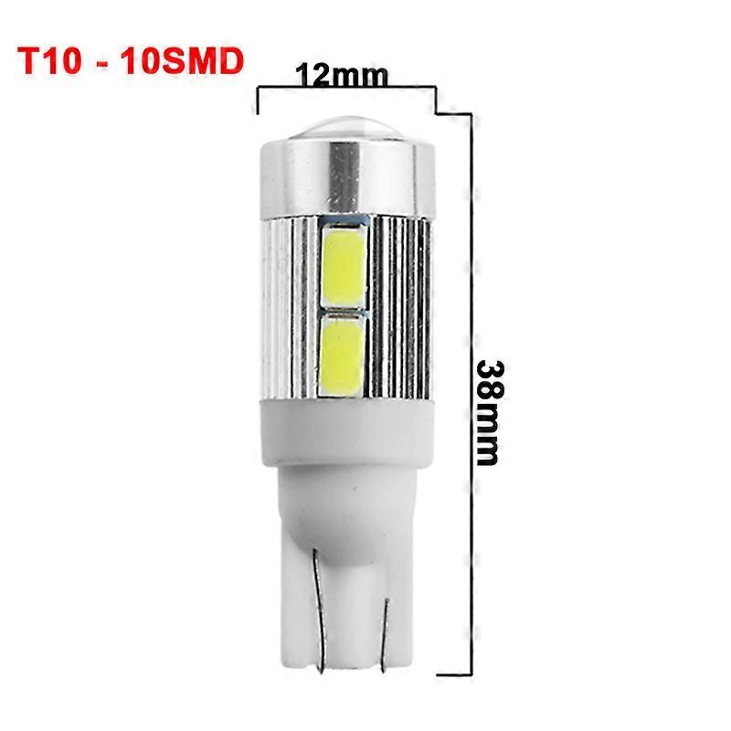2 PCS T10 LED Bulbs 6SMD 12V White 6500K LED Signal car light 10SMD Interior Dome Trunk License Plate Wedge Side Lamps 5W5 194