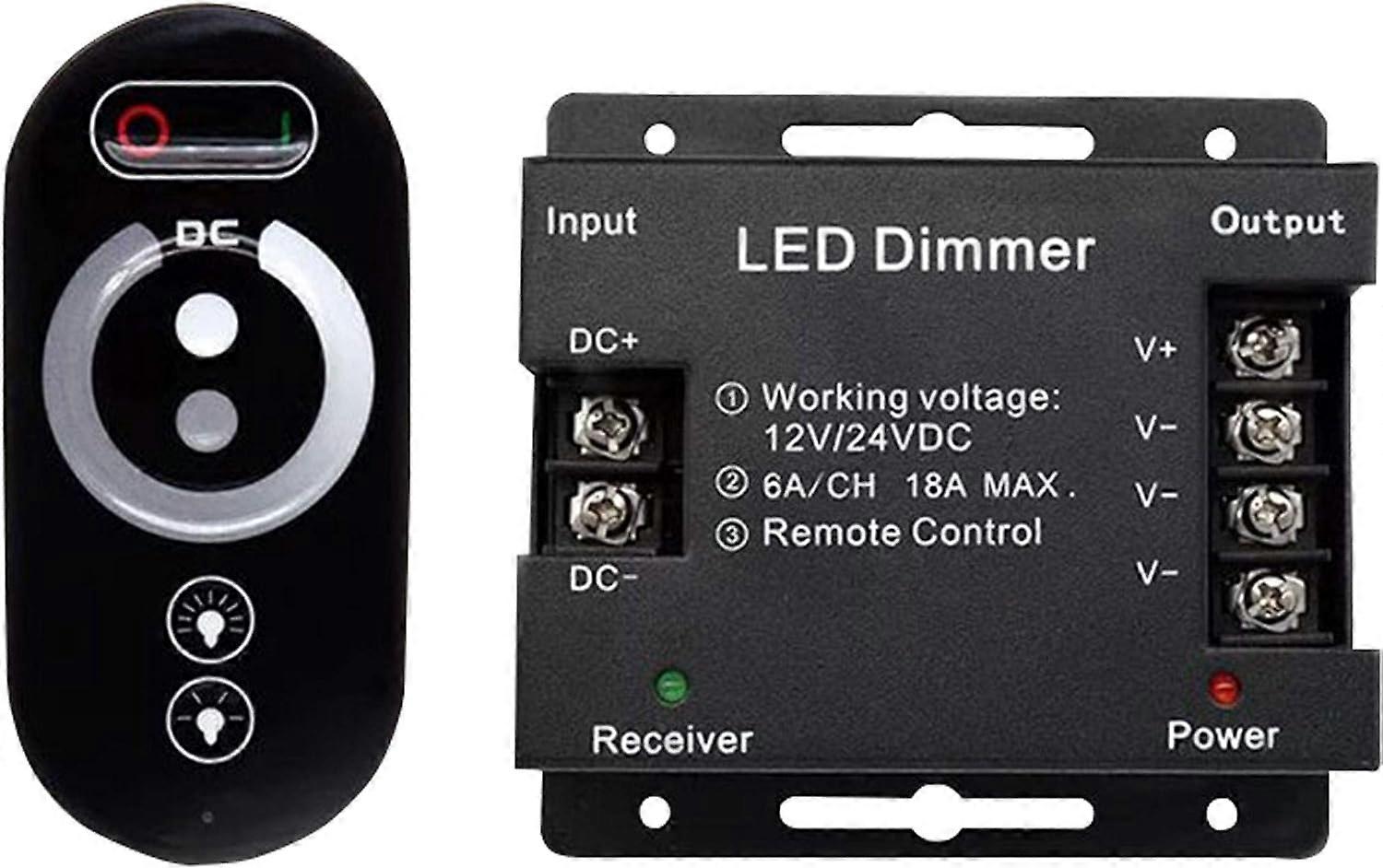 12V LED Wireless Touch Dimmer - DC 12V with Remote Control for All DC Dimmable LED Lights - 18A Wireless Touch Dimmer