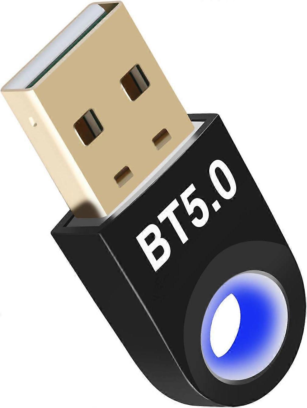 USB Bluetooth 5.0 Adapter, USB Bluetooth Dongle Wireless, for PC, Headphone, Laptop, Keyboard, Mouse, Printer, Compatible with Windows 7/8/8.1/10(Blac