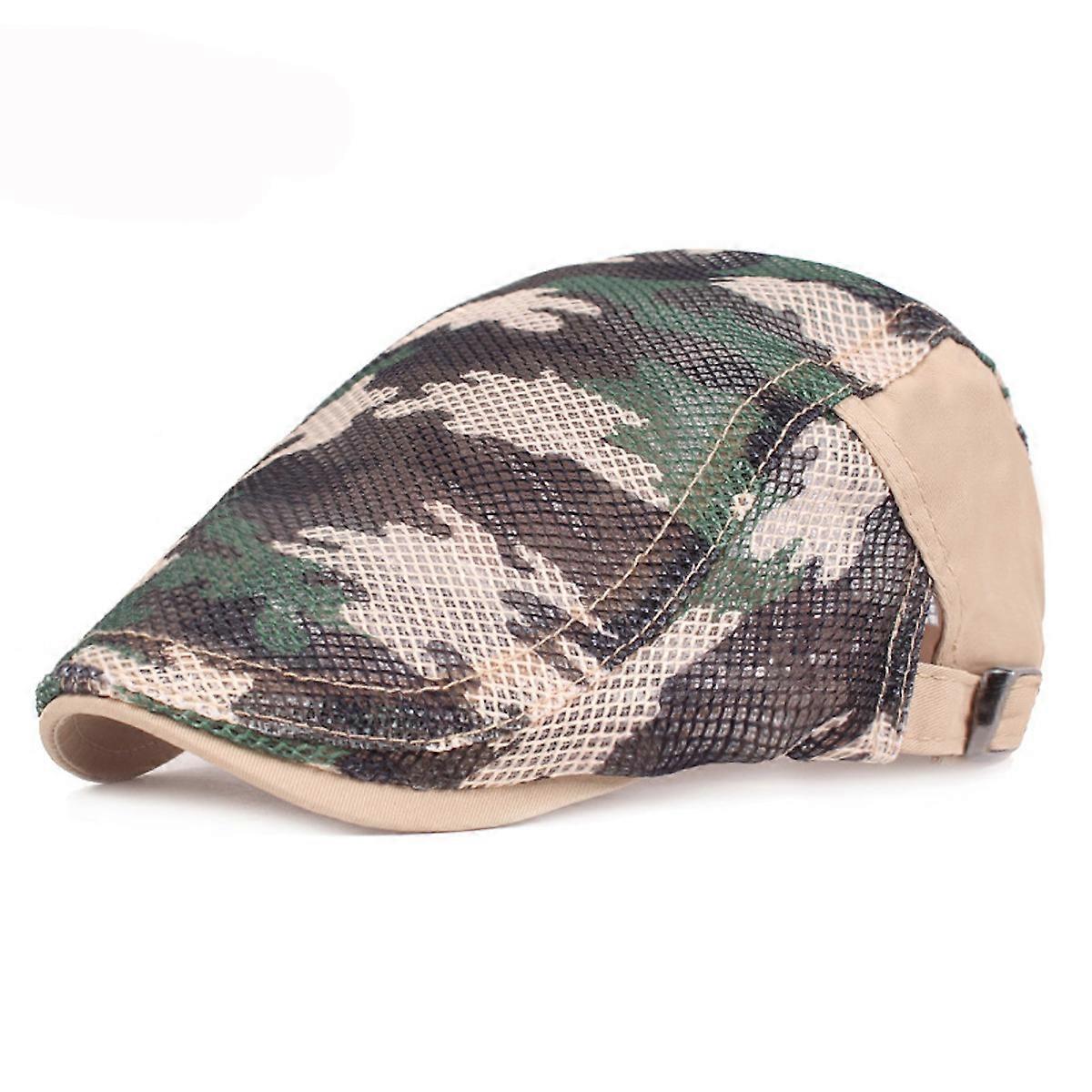 Camo Flat Cap for Men,Beret Cap Hat Newsboy Cap Summer