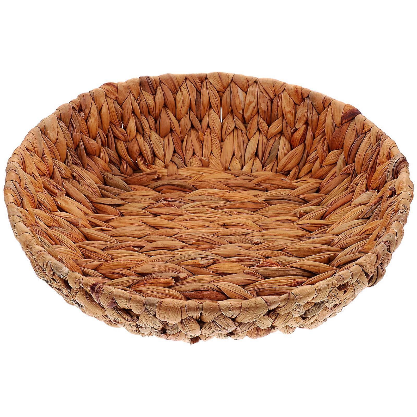Woven Round Fruit Tray Handmade Bread Basket Tabletop Snack Organizing Basket