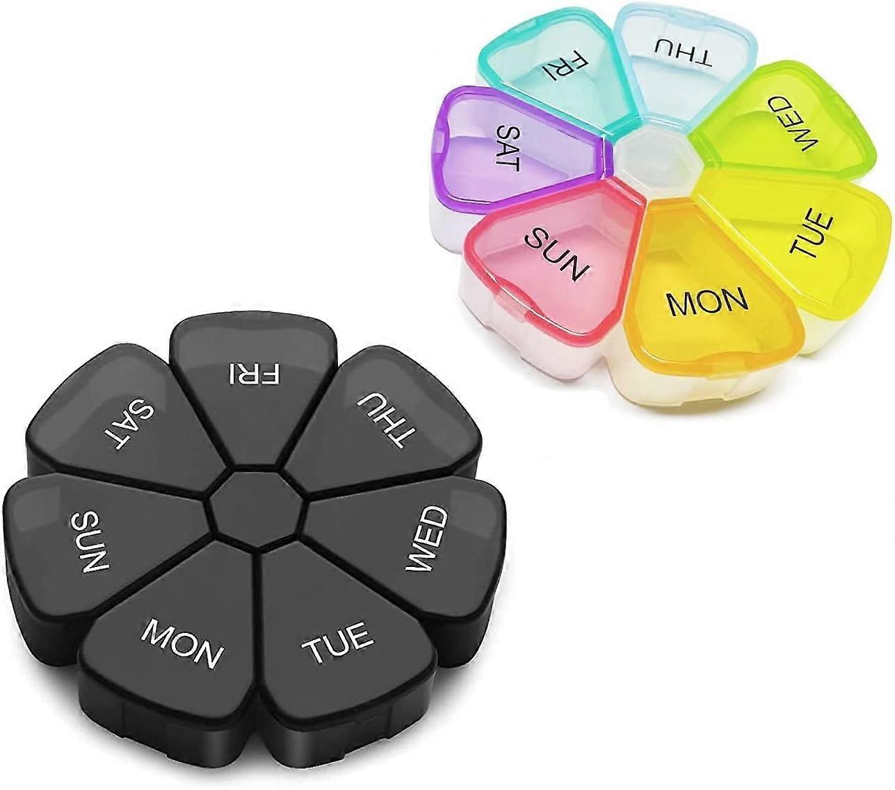 2 pill boxes, portable 7-day pill box storage box
