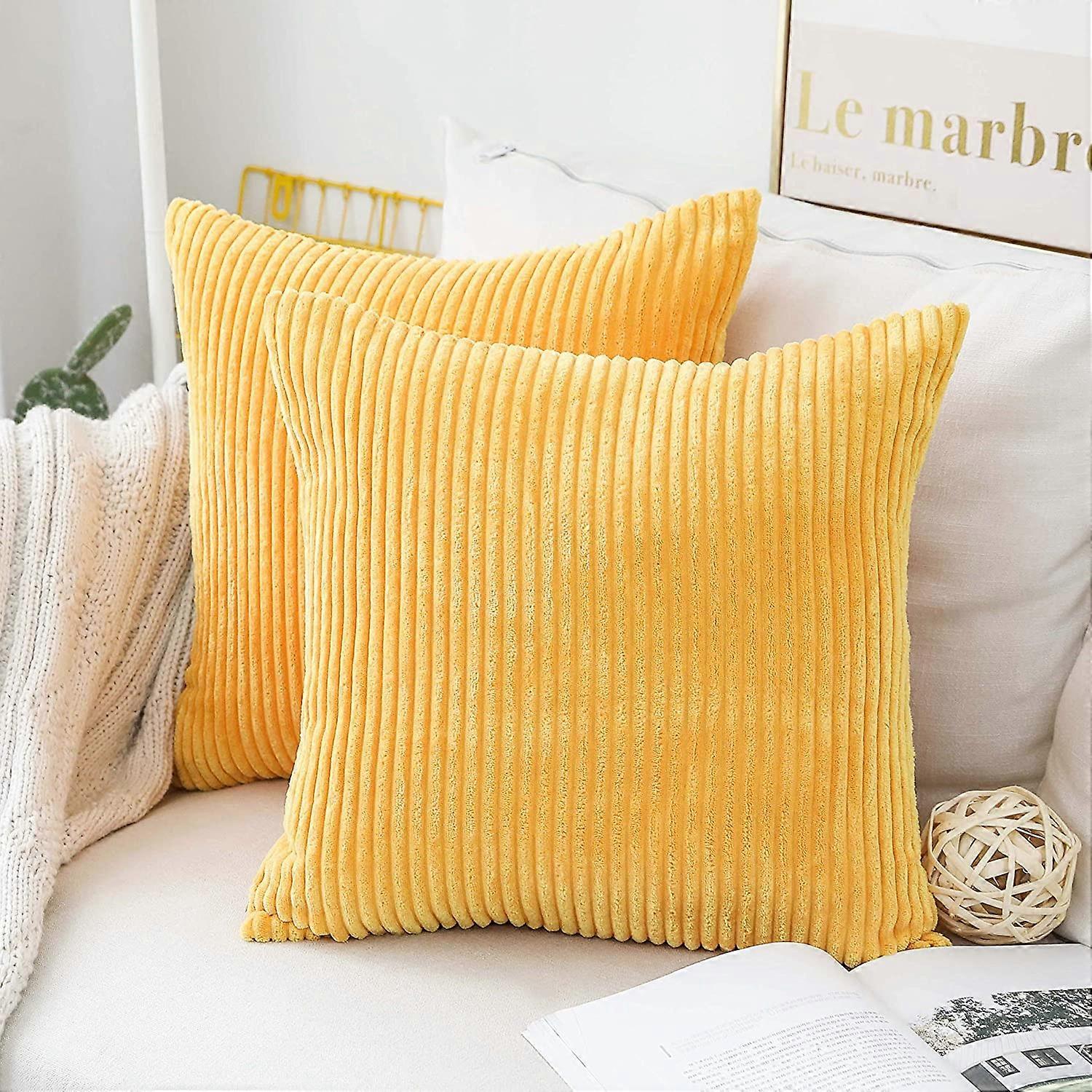 Conjunto de 2 Capas de Almofada Macias para Sofá Almofadas para Sofá-cama, 18 x 18 polegadas, Amarelo
