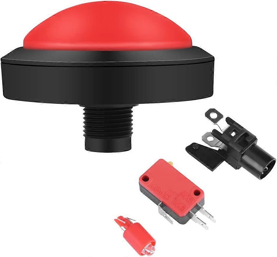 Large Arcade Button with LED, Dome Jumbo Convex Lighted Button for Arcade Games (Red)
