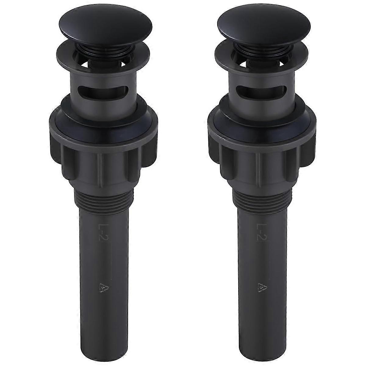 Bathroom Sink Drain With Overflow 2 Pack, Matte Black Pop-up Drain Stopper Vanity Sink Clicker Drai