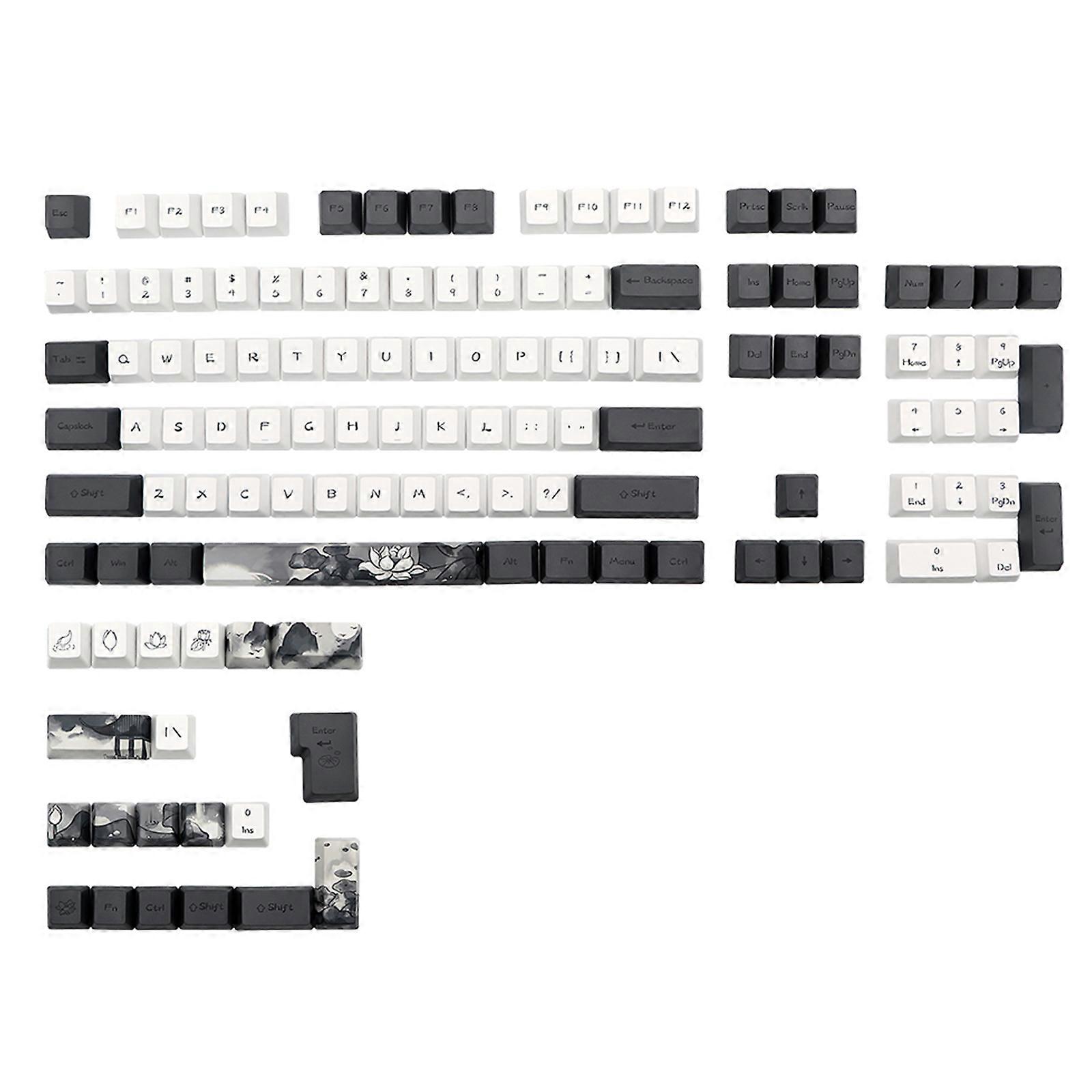 124 Custom Ink Lotus Keycaps OEM Profile Suitable for Cherry MX Switch KeySet