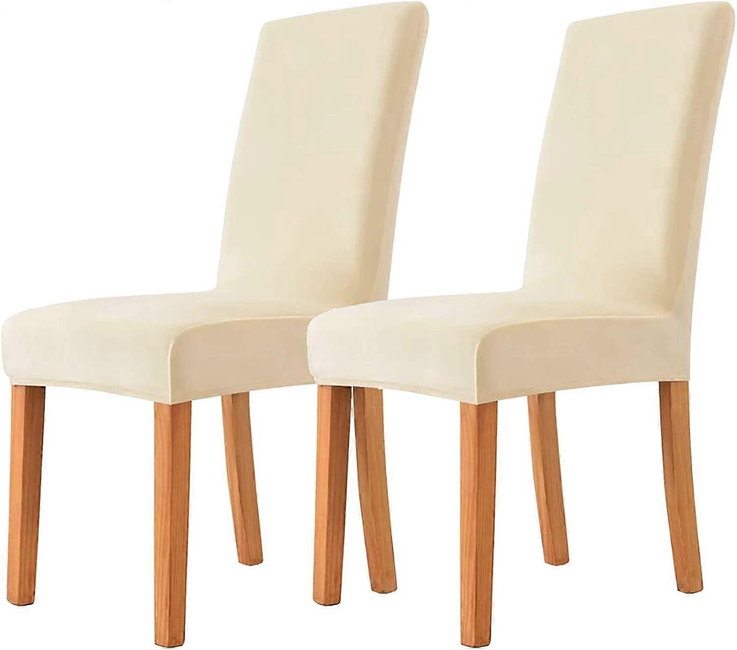 2er-Set Esszimmerstuhlbezüge aus Samt für Esszimmer - Beige