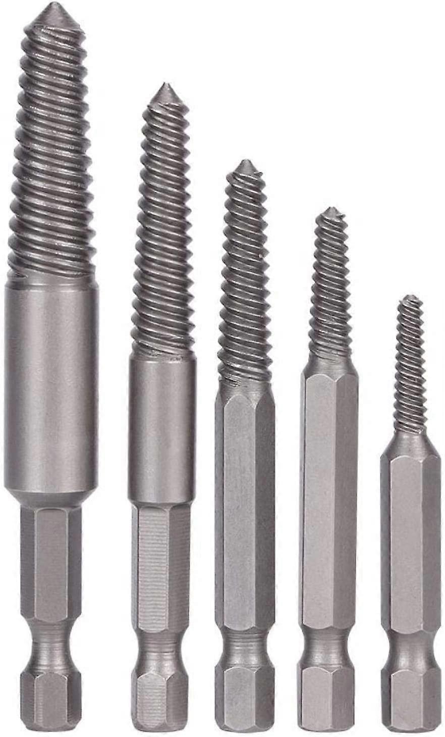 5pcs Screw Drill Bits Stud Removal Tool Broken Screw Extractor Hex Shank Damaged Fine Teeth Bolt Removal Tool