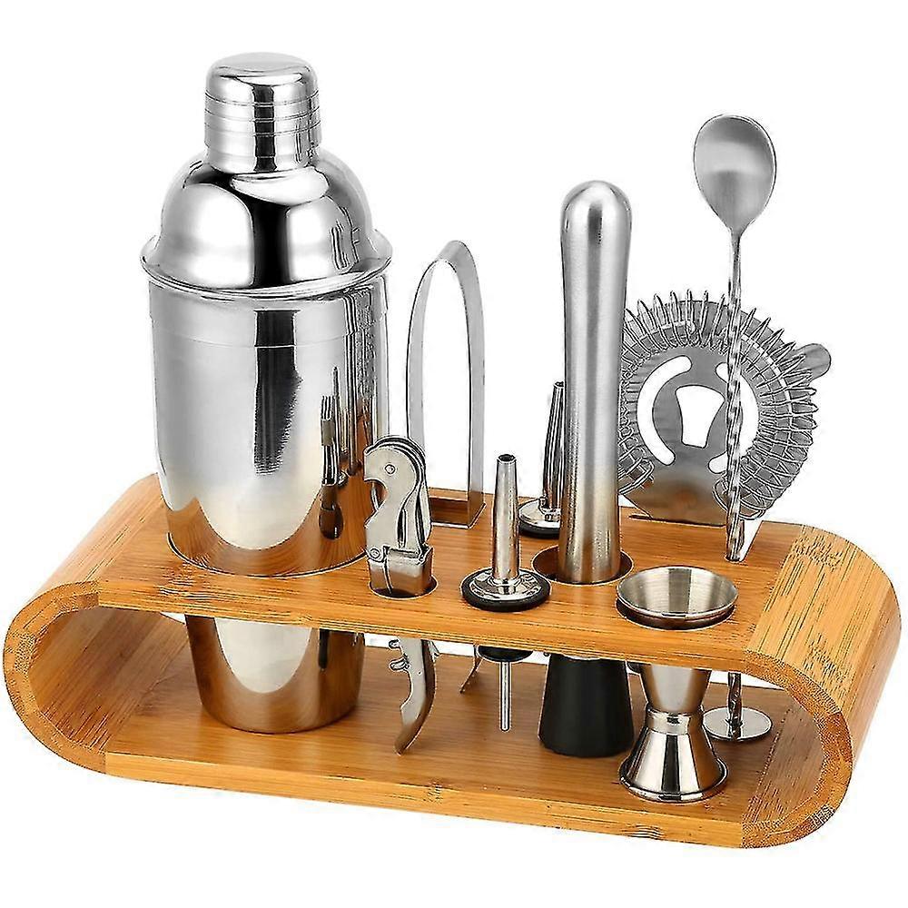 unique 10-piece Bar Tool Set With Bamboo Stand - Home Bartending Kit And Martini Cocktail Shaker Set For An Awesome Drink Mixing Experience