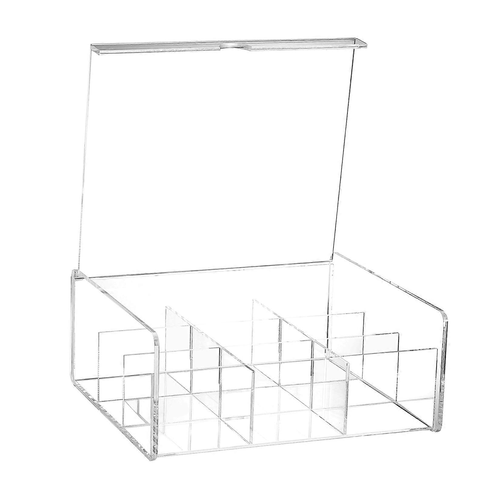1pc 9 Grid Tea Storage Box Acrylic Storage Container Dustproof Tea Organizer