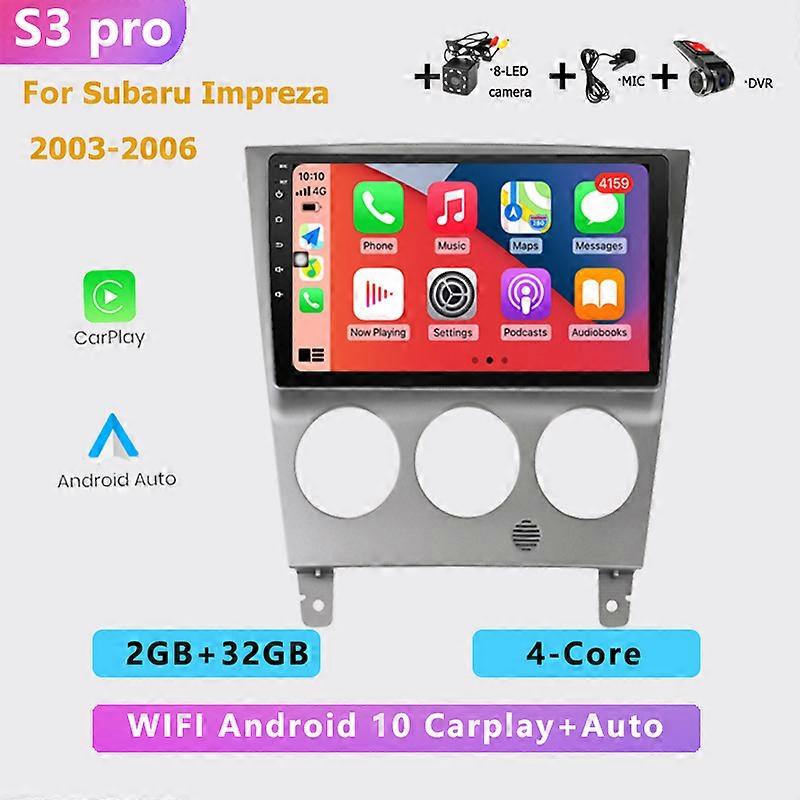 2DIN no DVD car radio Android multimedia player Auto carplay GPS navigation For Subaru Impreza GD GG 2003 2004 2005 2006