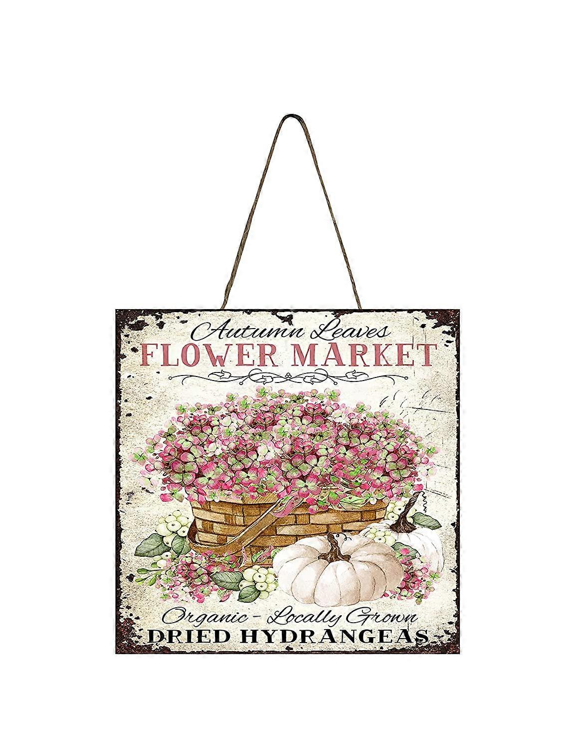 Höst, Löv, Blomma, Marknad, Höst, Trä, Mini, Tecken, 5" x 5"