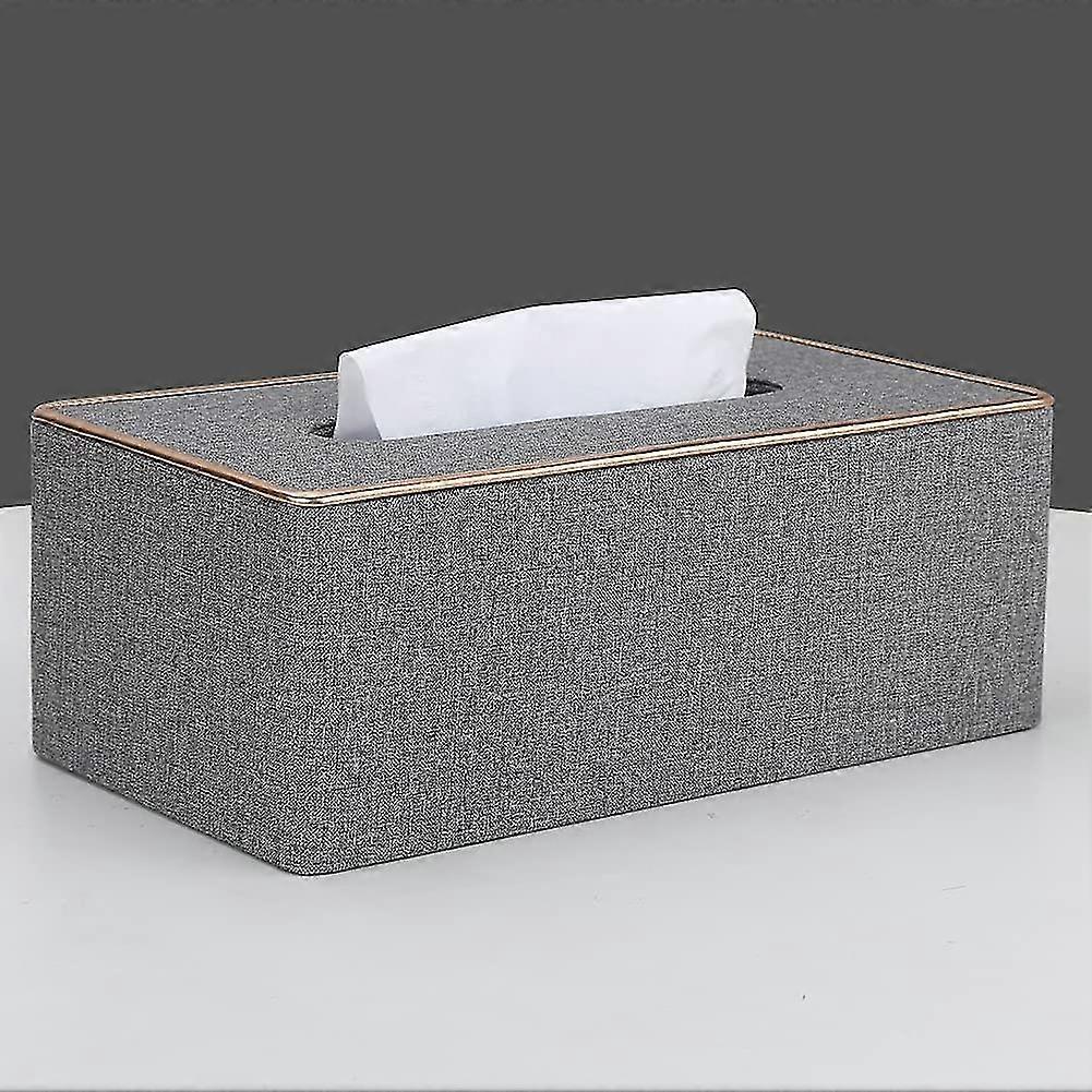 Tissue Box Cover Pu Leather Rectangle Tissue Box Holder For Home Or Office (gray)