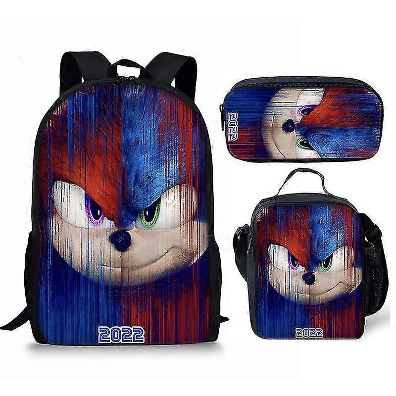 2024 Sonic2 Print Schultasche Kinderrucksack oder Schulranzen oder Stifttasche oder 3 Stück für Kinder