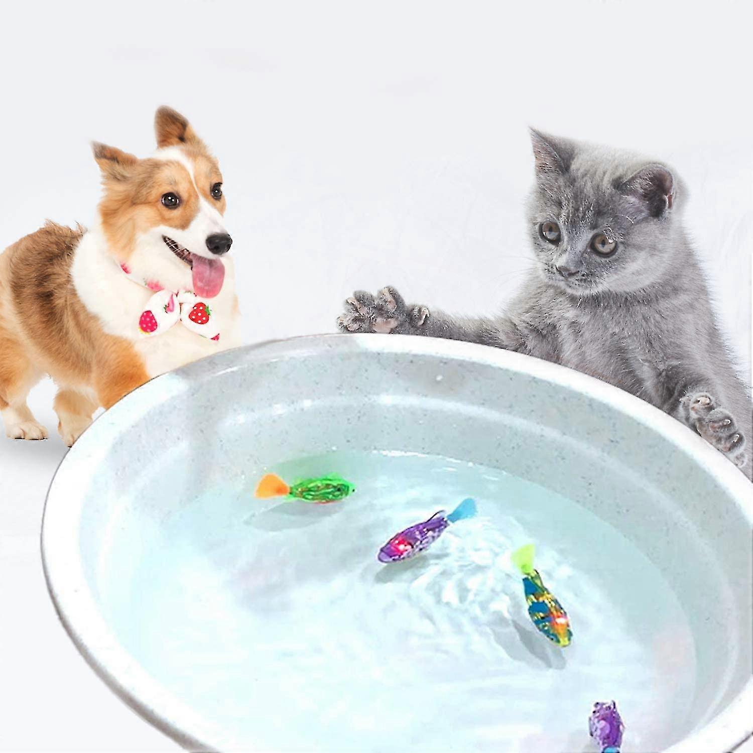 Interactive Swimming Robot Fish Toy For Cat And Dog With Led Light, Activated In Water Magical Electric Toy - 2 Pcs Interactive Robot Fish Toys For C