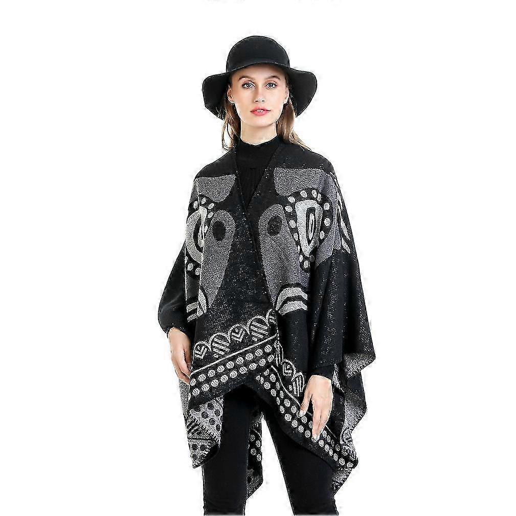 Ethnic Style Poncho Open Front Cape Warm Cardigant for Women