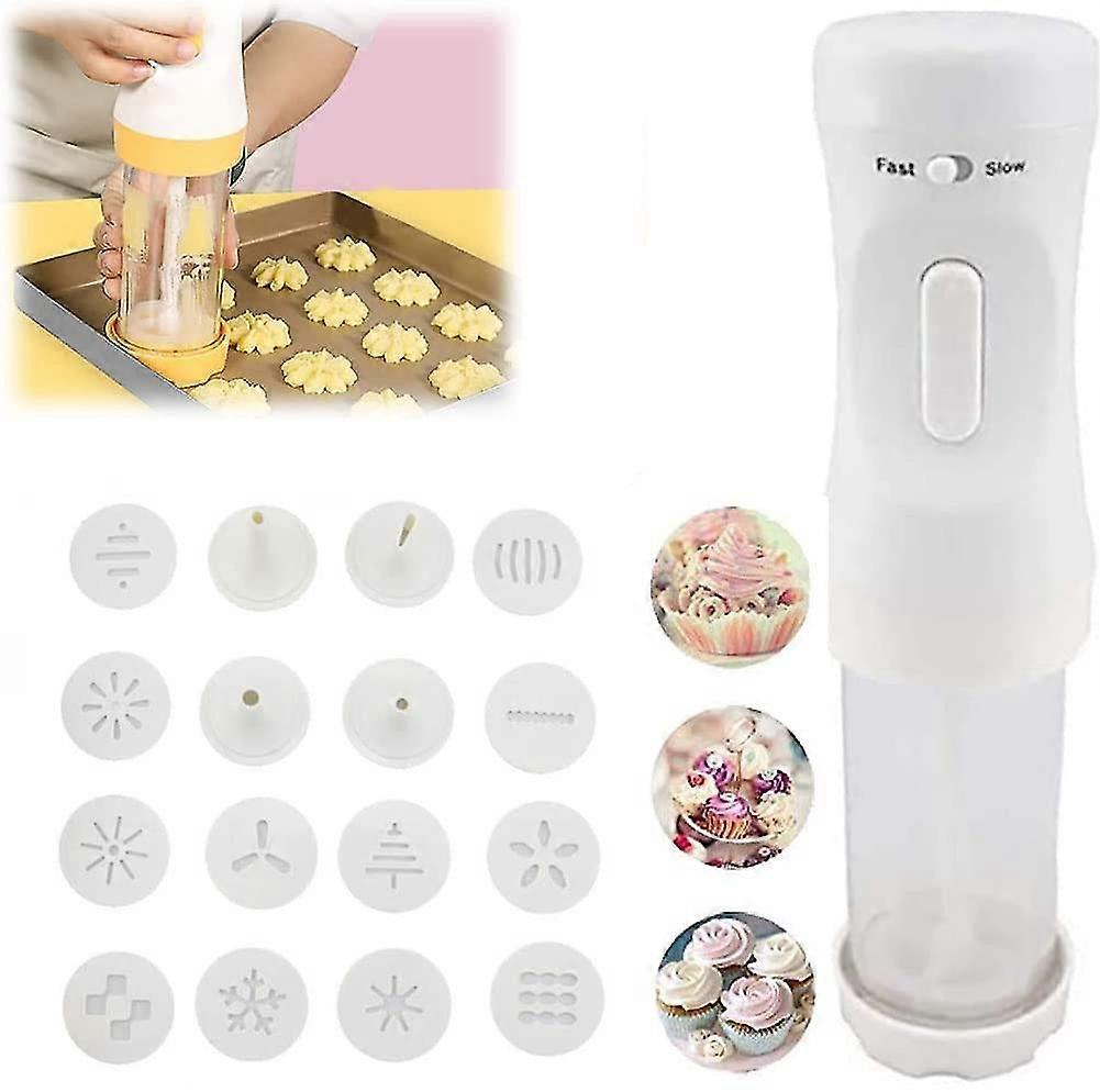 Electric Cookie Press Gun,Cookie Making Kit, Electric Cookie Decorating Tool 12 Discs And 4 Icing Tips Perfect,For Diy Cookie Maker And Cake Icing Cak