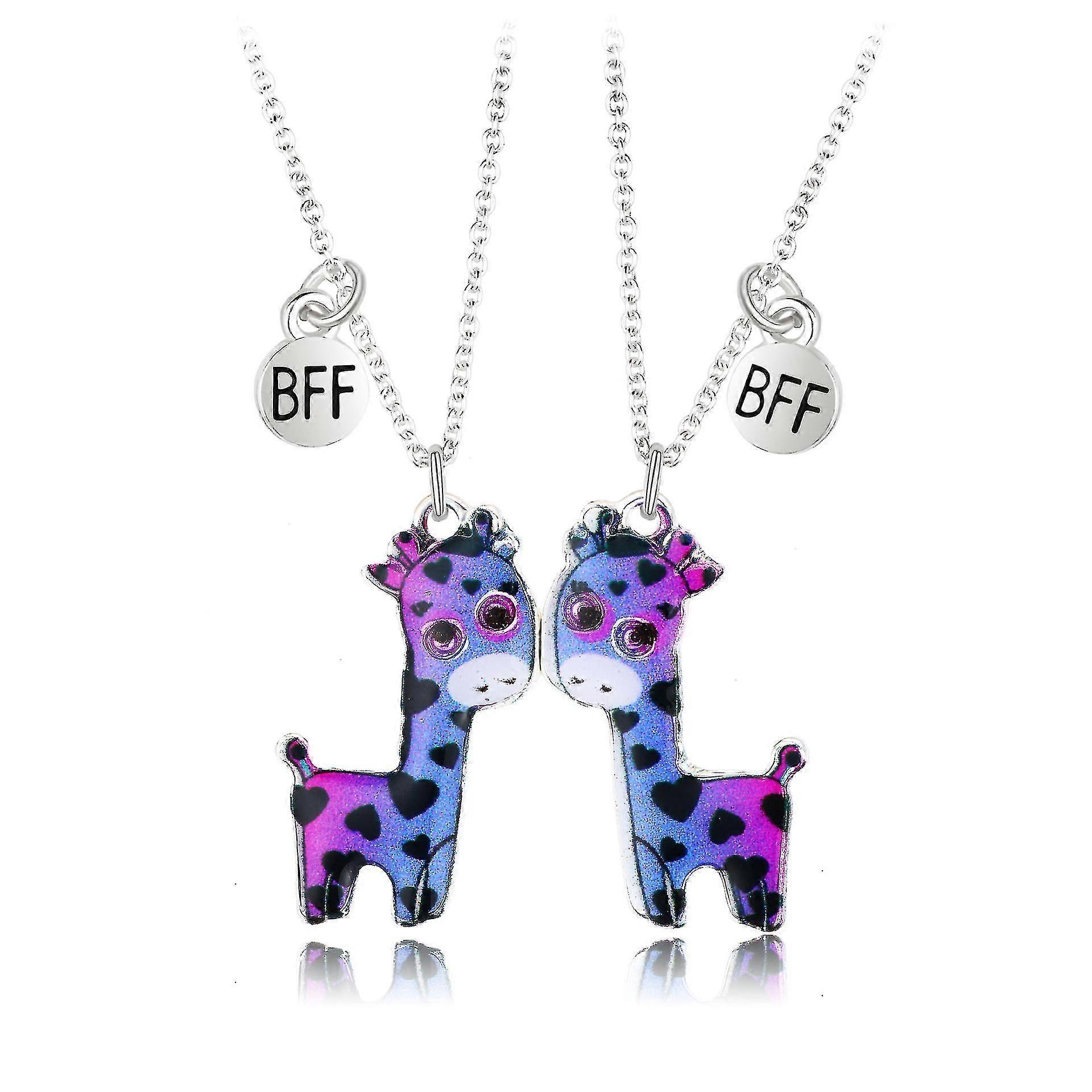 2pcs Collier de couple adapté pour Bff Friends Personnalité Aimant Pendentif