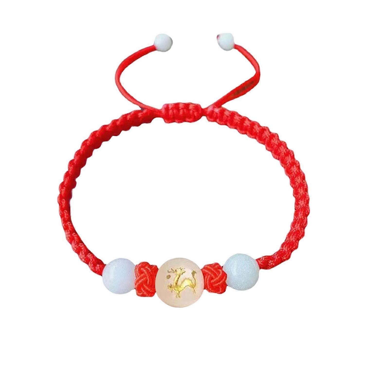 Snake Year Lucky Red Rope Bracelet Braided Hand Chain Luminous Stone Adjustable Handwoven The Year