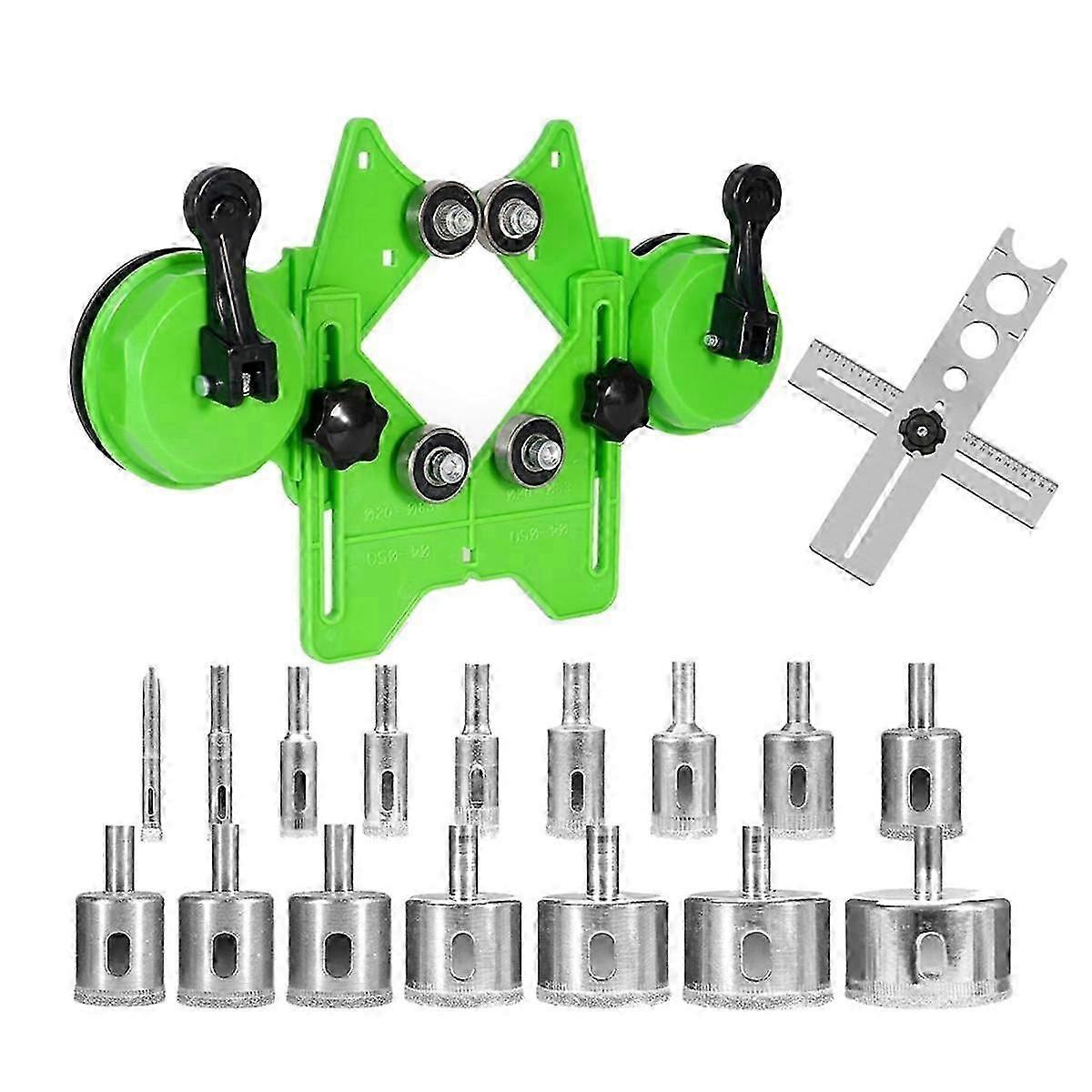 Diamond Hole Saw Kit ,16PCS Tile Saw Drill Bits Set From 6mm-50mm with Double Suction Cups suitable for Dril